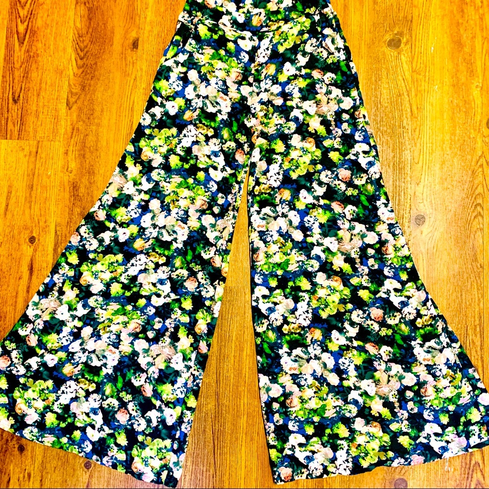 Sheer Floral Wide Leg Coverup  Pants
